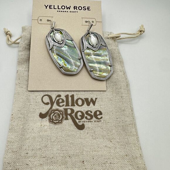 NWT Kendra Scott Vintage-Style Darby Silver Drop Earrings in Iridescent Abalone! - Picture 3 of 11